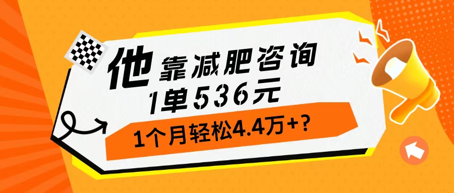 他，靠减肥咨询，1单536元，1个月轻松4.4万+？-秀人资源网
