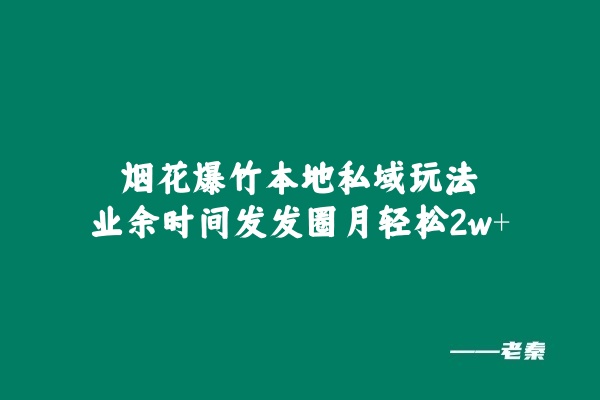 烟花爆竹本地私域玩法，业余时间发发圈月轻松2w+-整合资源网