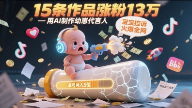 用AI制作幼崽代言人，宝宝的控诉火爆全网，15条作品涨粉13W，单号月入5位数实操教程-秀人资源网