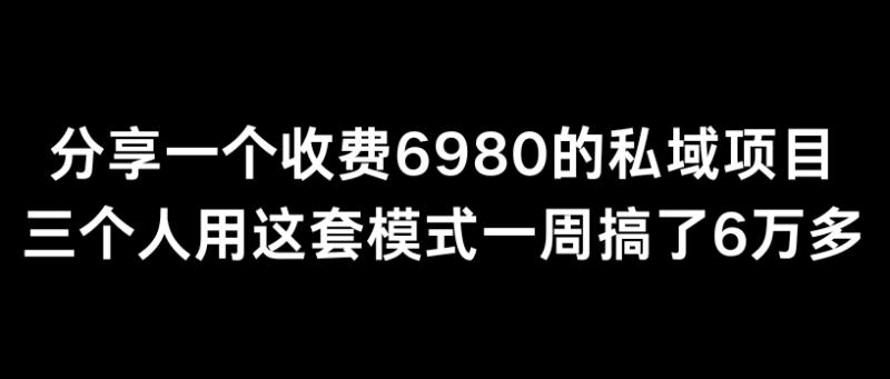 分享一个外面卖6980的私域项目三个人用这套模式一周搞了6万多【揭秘】-秀人资源网
