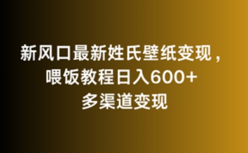 新风口最新姓氏壁纸变现，喂饭教程日入600+【揭秘】-秀人资源网