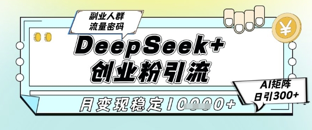 DeepSeek+创业粉精准引流，全新分享课4.0玩法，AI矩阵日引300+，多种变现方式，稳定月入1W-秀人资源网