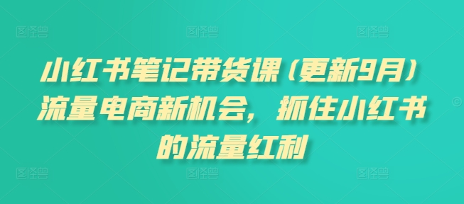 小红书笔记带货课【更新25年5月更新】流量电商新机会，抓住小红书的流量红利-整合资源网