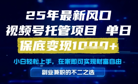 25年最新风口，视频号托管项目，单日保底变现1k+，手把手教学【揭秘】-秀人资源网