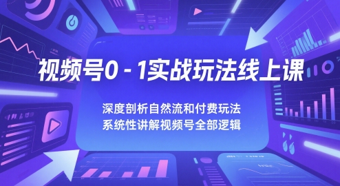 视频号0-1实战玩法线上课，深度剖析自然流和付费玩法，统性讲解视频号全部逻辑-秀人资源网