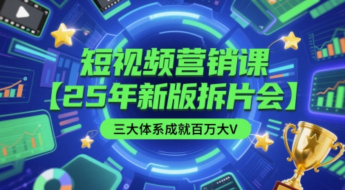 短视频营销课【25年新版拆片会】三大体系成就百万大V，包含正课、拆片会、手把手教学直播课等-整合资源网