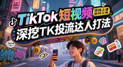 TikTok短视频带货线上课，深挖TK投流达人打法-秀人资源网
