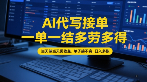 AI代写接单，一单一结多劳多得，当天做当天见收益，单子接不完，日入多张【全网最全实操课程】-秀人资源网