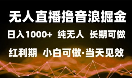 无人直播撸音浪掘金，日入1k+，纯无人红利期，小白可做，当天见效【揭秘】-秀人资源网