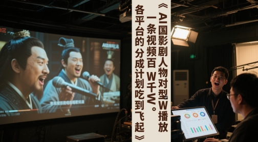 AI三国影视剧人物对口型唱歌玩法，一条视频百W千W播放，各平台的分成计划吃到飞起-秀人资源网