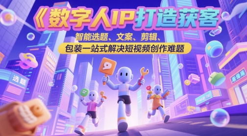 数字人IP打造获客变现实操课，智能选题、文案、剪辑、包装一站式解决短视频创作难题-秀人资源网