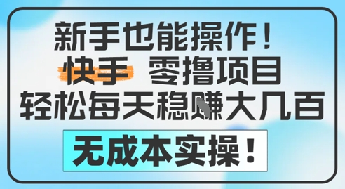 新手也能操作，快手零撸挣米，轻松每天挣2-5张，完全无成本-秀人资源网