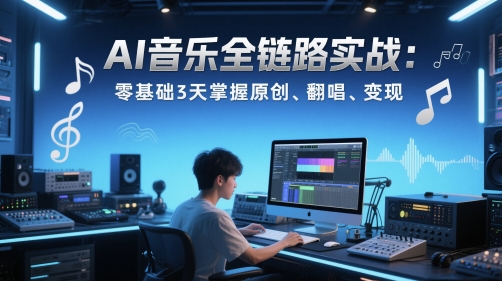AI音乐全链路实战变现课：零基础3天掌握原创、翻唱、变现-秀人资源网