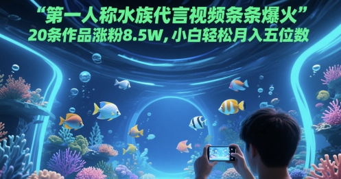 第一人称水族代言视频条条爆火，20条作品涨粉8.5W，小白轻松月入五位数-秀人资源网