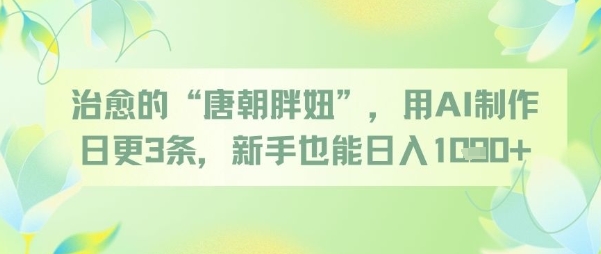 治愈的“唐朝胖妞”，用AI制作日更3条，新手也能日入多张-秀人资源网