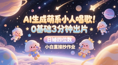 AI生成萌系小人唱歌，0基础3分钟出片，28个作品涨粉8.9W，单条最高19W赞，日入四位数，小白直接抄作业-秀人资源网
