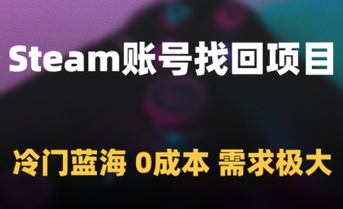 Steam账号找回项目，冷门蓝海，0成本，需求极大-秀人资源网
