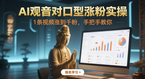 AI观音对口型涨粉实操，1条视频涨到千粉，手把手教你-整合资源网