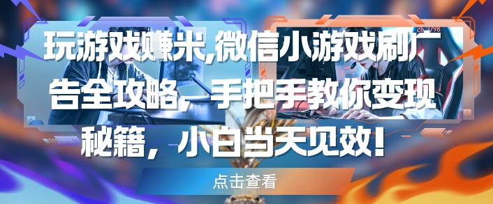 玩游戏挣米，微信小游戏刷广告全攻略，手把手教你变现秘籍，小白当天见效-秀人资源网