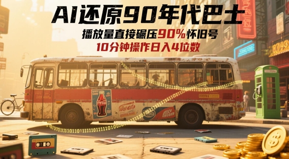 AI还原90年代巴士，一帧就让70后泪崩，播放量直接碾压90%怀旧号，每天操作十分钟，日入四位数-秀人资源网
