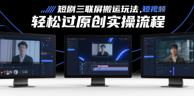 短剧三联屏搬运玩法，短剧搬运轻松过原创实操流程-秀人资源网