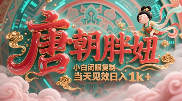 用AI克隆“唐朝胖妞”日更3条，平台疯狂推流，小白闭眼复制，当天见效，日入1k+-秀人资源网