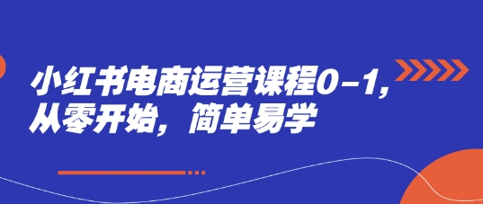 小红书电商运营课程0-1，从零开始，简单易学-整合资源网