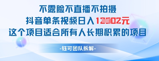 不露脸不直播不拍摄抖音单条视频日入1k+这个项目适合所有人长期积累的项目-秀人资源网