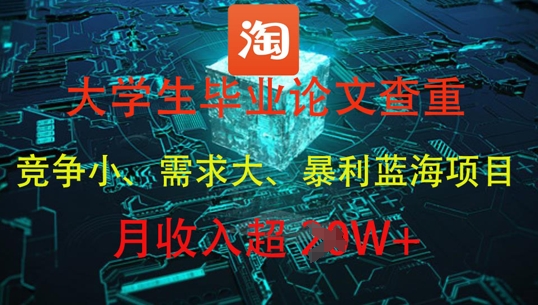 大学生毕业论文查重，暴利蓝海项目，月收入过1W+-秀人资源网