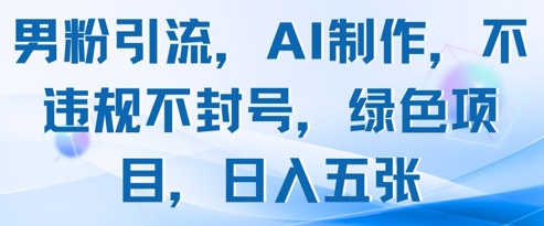男粉引流，AI制作，不违规不封号，绿色项目，日入五张-秀人资源网