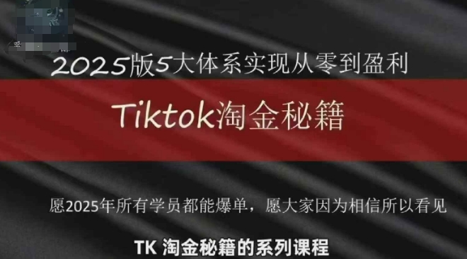 TikTok跨境2025淘金秘籍，​2025TikTok从0到盈利变现-秀人资源网