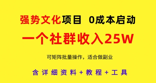 强势文化项目，一个社群收入25个W，0成本启动，可矩阵批量操作，原创详细实操教程-秀人资源网