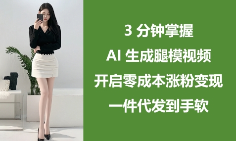 3分钟掌握AI生成腿模视频，开启零成本涨粉变现，一件代发到手软-整合资源网
