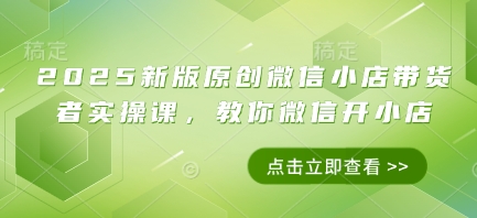 2025新版原创微信小店带货者实操课，教你微信开小店-整合资源网