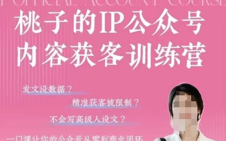 桃子IP公众号内容获客训练营(第3期)，一门让你公众号从0到商业闭环的课程-秀人资源网