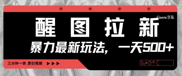 醒图拉新，暴力新玩法，光用手机三分钟制作一条视频，一天轻松5张-秀人资源网