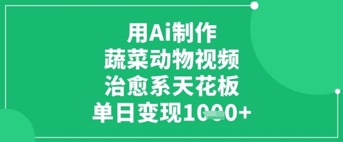 用Ai制作蔬菜动物视频，治愈系天花板，单日变现1k-秀人资源网