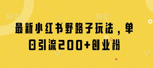 最新小红书野路子玩法，单日引流200+创业粉-秀人资源网