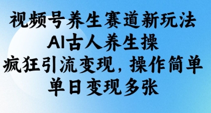 视频号养生赛道新玩法，AI古人养生操，疯狂引流变现，操作简单，单日变现多张-秀人资源网