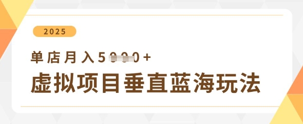 虚拟项目垂直玩法，实现单店月入5k+-秀人资源网
