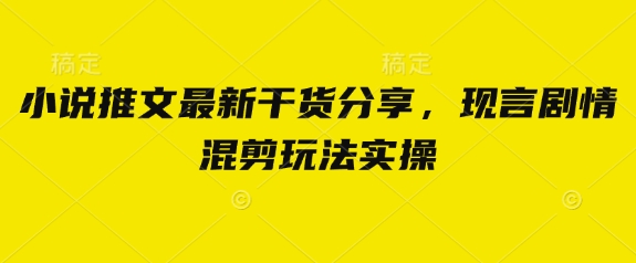 小说推文最新干货分享，现言剧情混剪玩法实操-秀人资源网