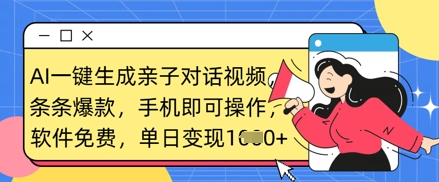 AI一键生成亲子对话视频，条条爆款，一部手机即可操作，单日变现数张-秀人资源网