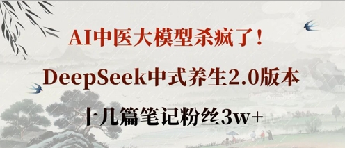 AI中医大模型杀疯了！DeepSeek中式养生2.0版本，十几篇笔记粉丝3w+-秀人资源网