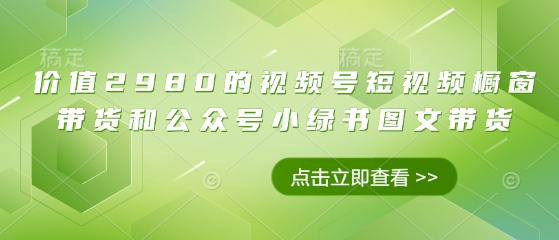 价值2980的视频号短视频橱窗带货和公众号小绿书图文带货-秀人资源网