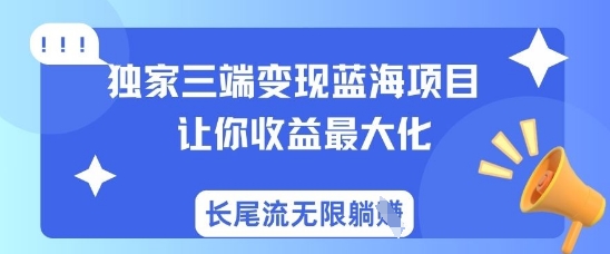 独家三端变现蓝海项目，让你收益最大化，长尾流无限躺挣-秀人资源网