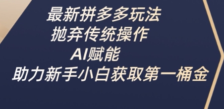 最新拼多多玩法，抛弃传统操作，AI赋能，助力新手小白获取第一桶金-整合资源网