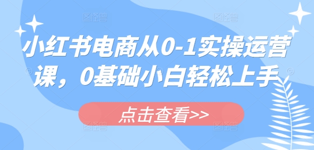小红书电商从0-1实操运营课，0基础小白轻松上手-秀人资源网