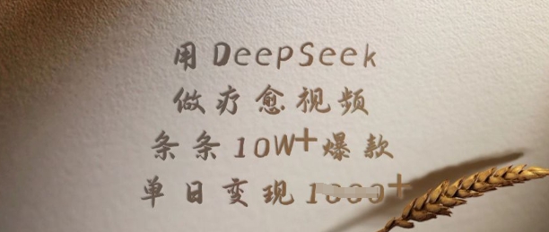 用DeepSeek做疗愈视频，条条10W+爆款，单日变现多张-秀人资源网