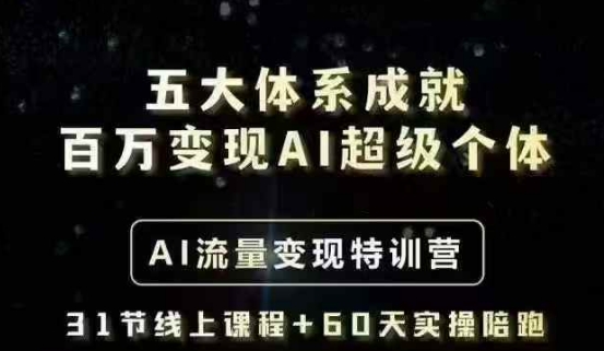 五大体系成就百万变现AI超级个体- AI流量变现特训营，一步一步教你一个人怎么年入百W-秀人资源网