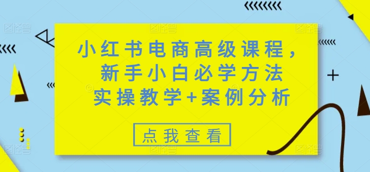 小红书电商高级课程，新手小白必学方法，实操教学+案例分析-秀人资源网